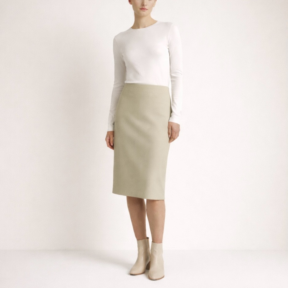 Benetton Beige Pencil Skirt US 2/ IT 38 Fully Lined Knee Length | NWOT